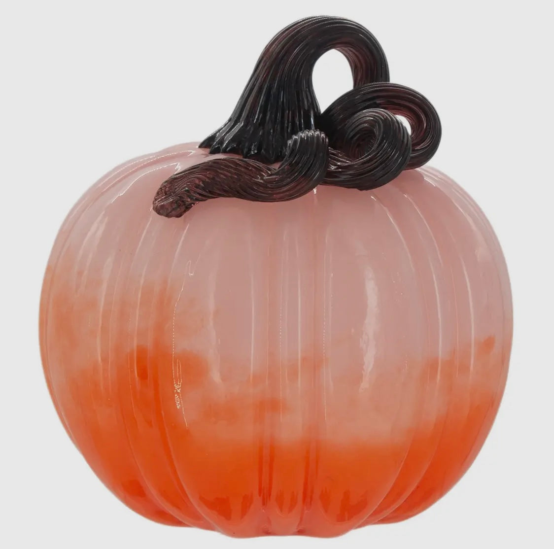 Short Ombré Pink & Orange Glass Pumpkin