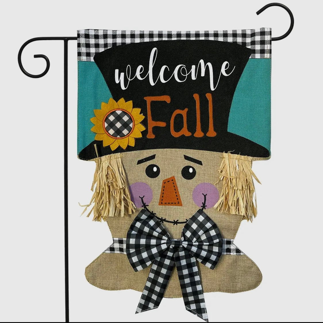 Welcome Fall Scarecrow Burlap Garden Flag