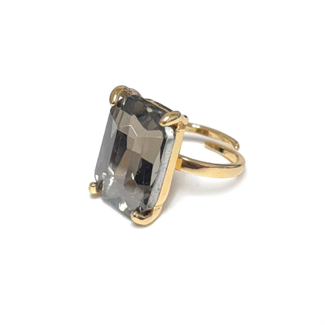 Brown Topaz Rectangle Stone Adjustable Ring