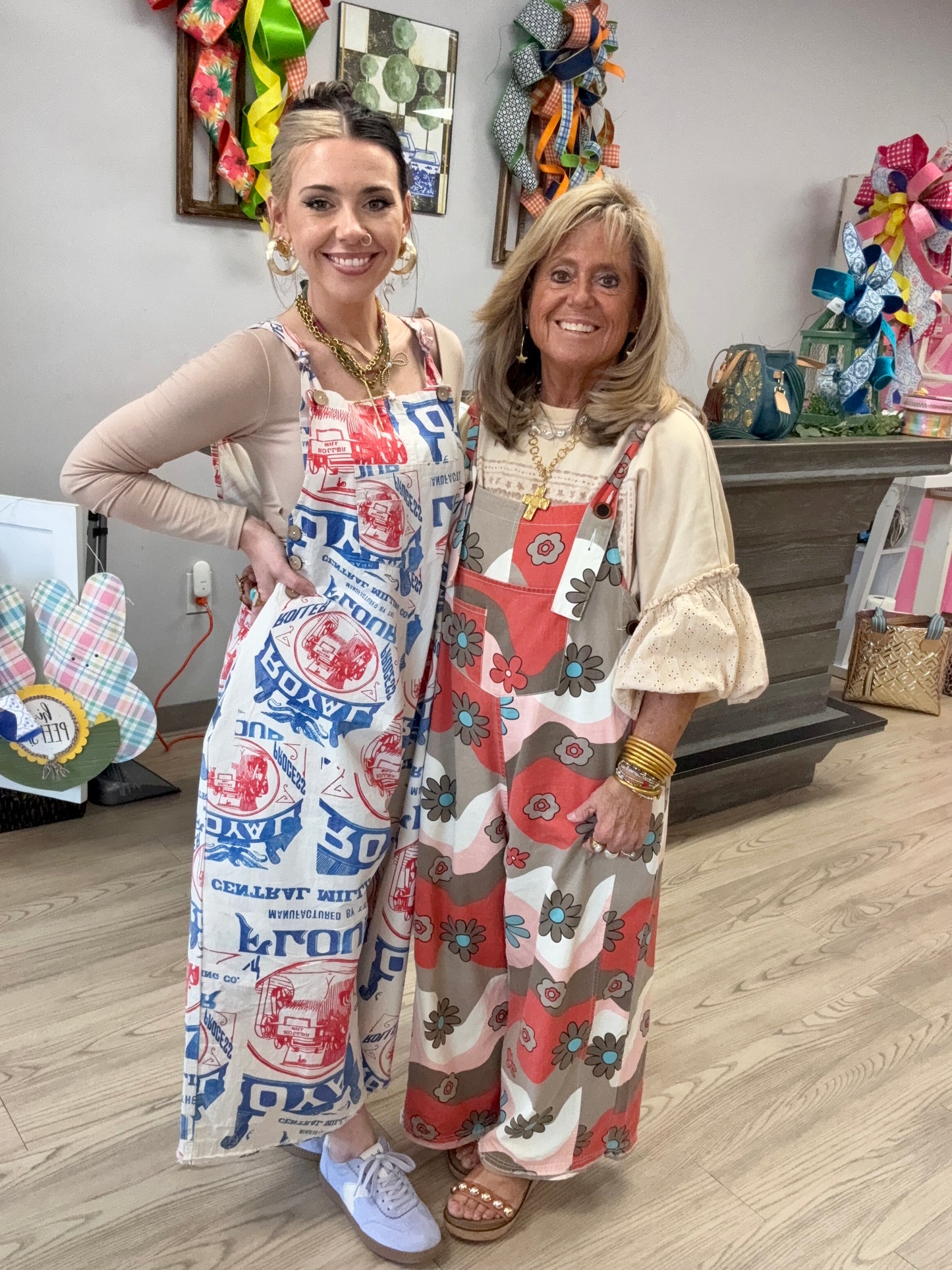 Vintage Print Overalls