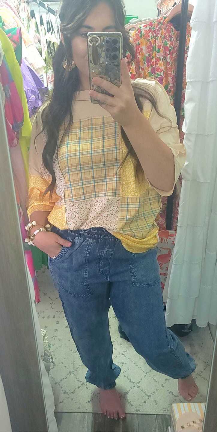 Sunshine Mixed Patchwork Boxy Top