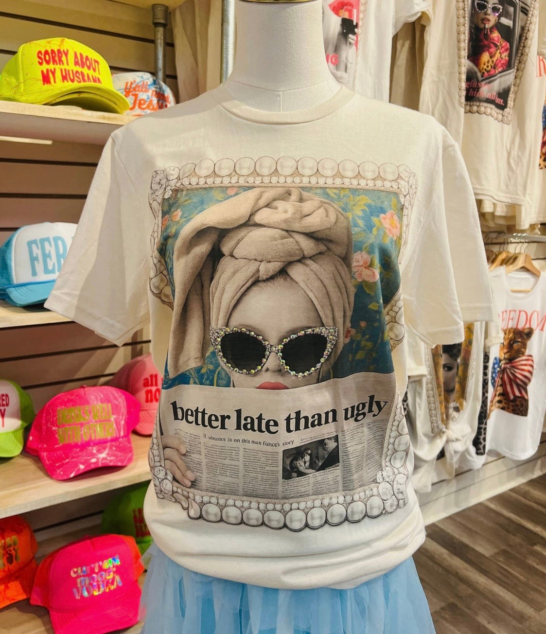 Better Late Than Ugly Rhinestone Tee