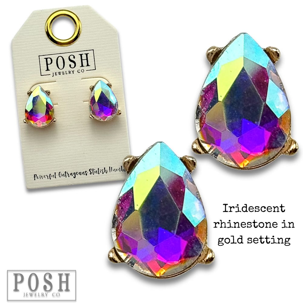 Teardrop Rhinestone Stud Earrings