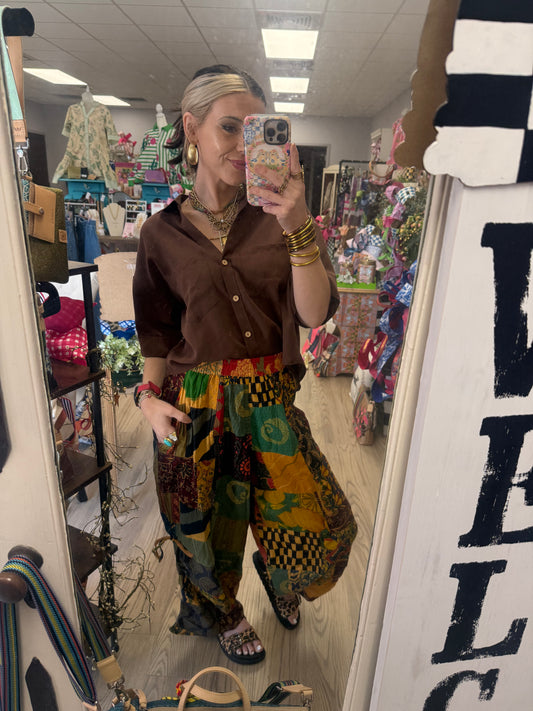 Rustic Charm Patchwork Pants