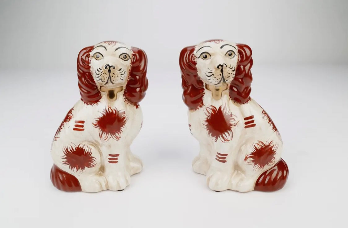 Staffordshire Dog Pair, Brown & White