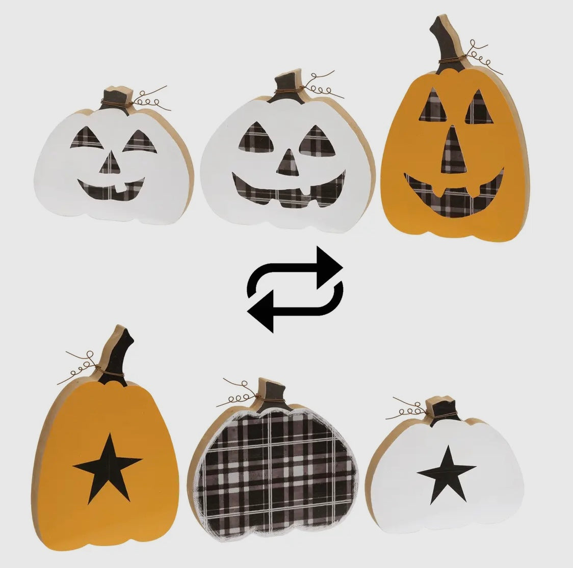 Buffalo Plaid Reversible Chunky Pumpkin Sitters