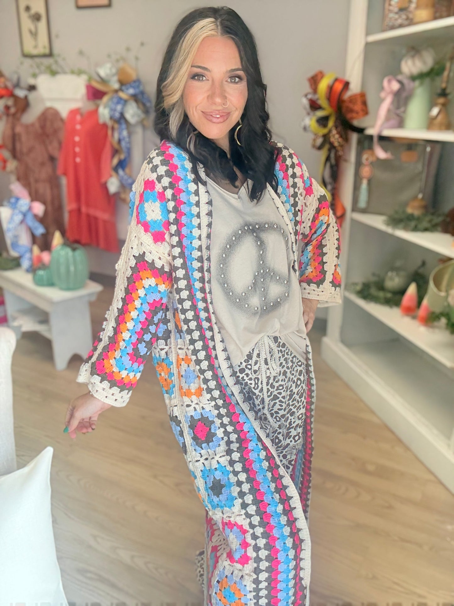 Crochet Floral Kimono