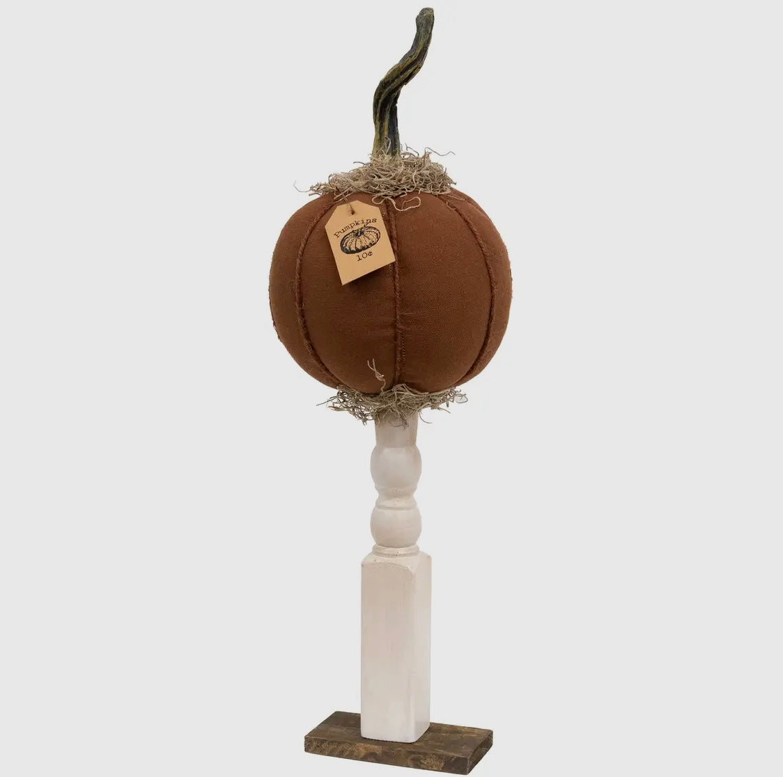 Tall Mossy Top Pumpkin Pedestal