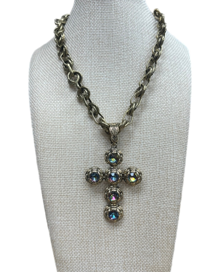 Volcano Crystal Cross Necklace