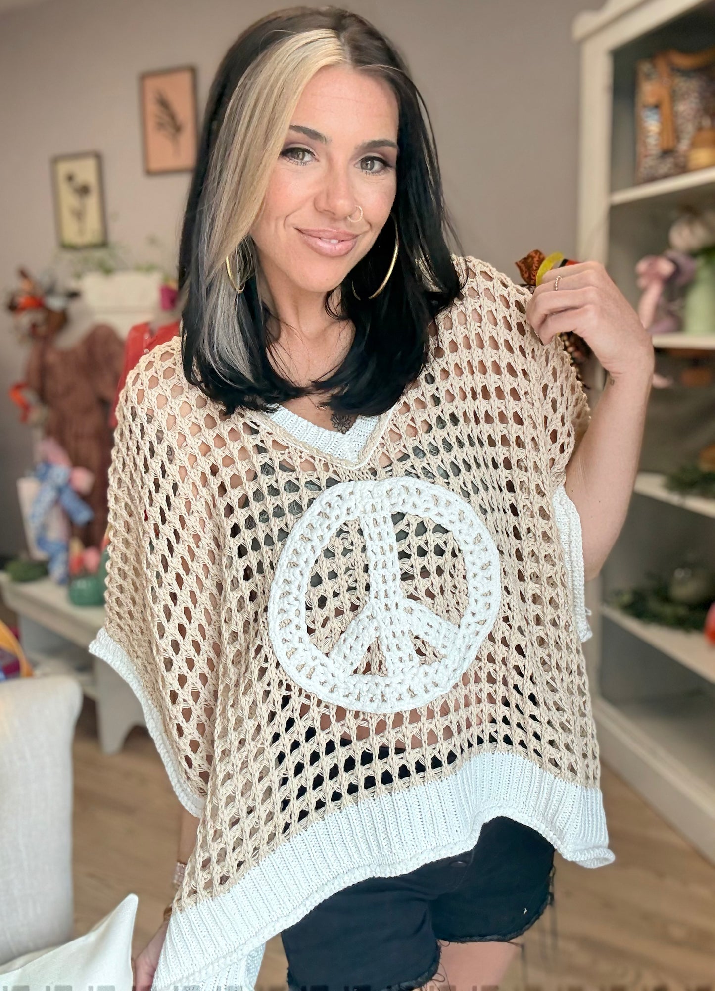 Crochet Peace Sign Top