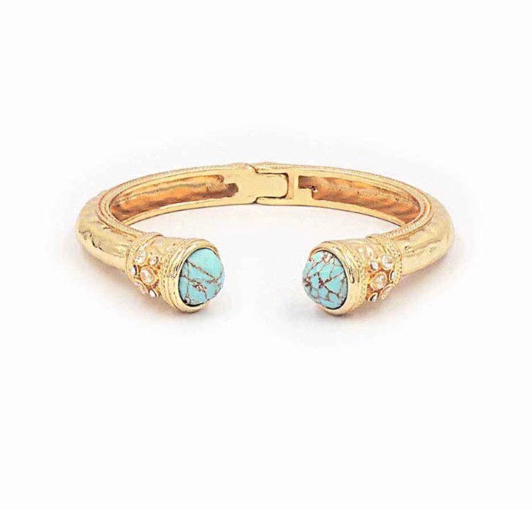 Gold Metal Turquoise Stone Bracelet