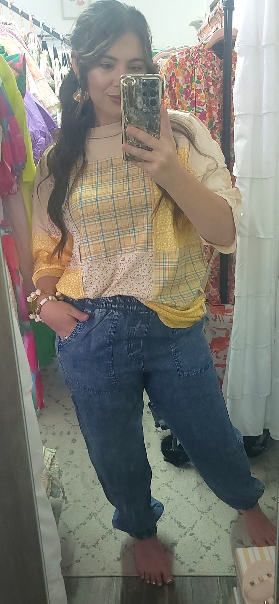 Sunshine Mixed Patchwork Boxy Top