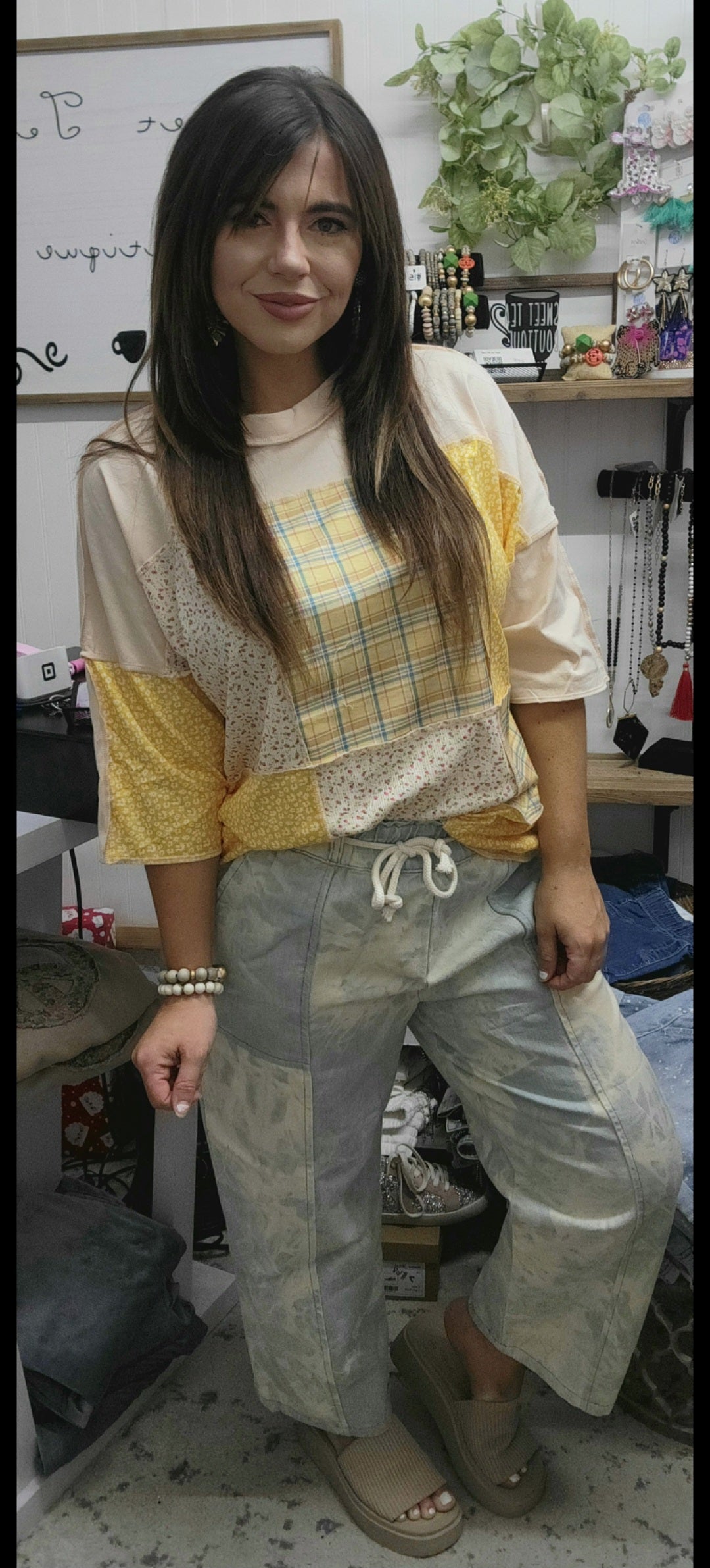 Sunshine Mixed Patchwork Boxy Top