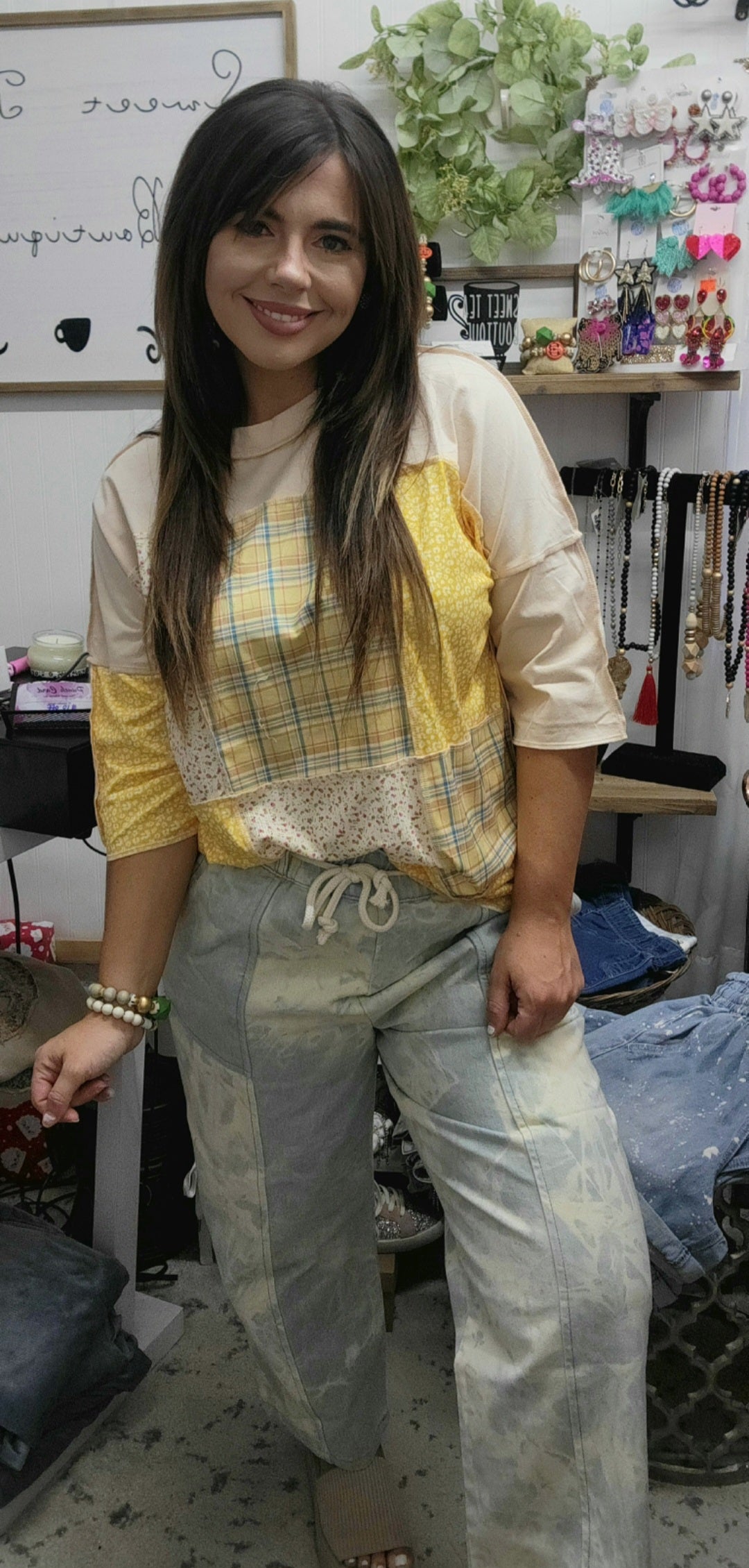 Sunshine Mixed Patchwork Boxy Top