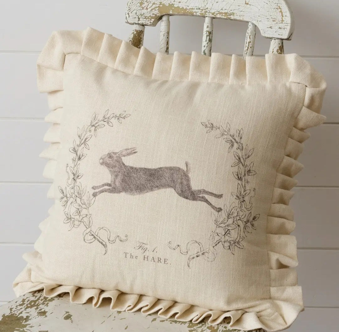 Hare with Ruffles Pillow