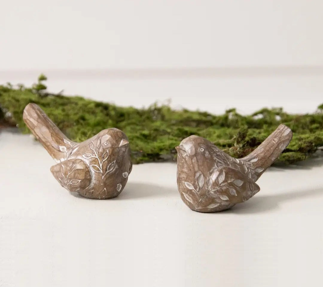 Birds with Embossed Leaf