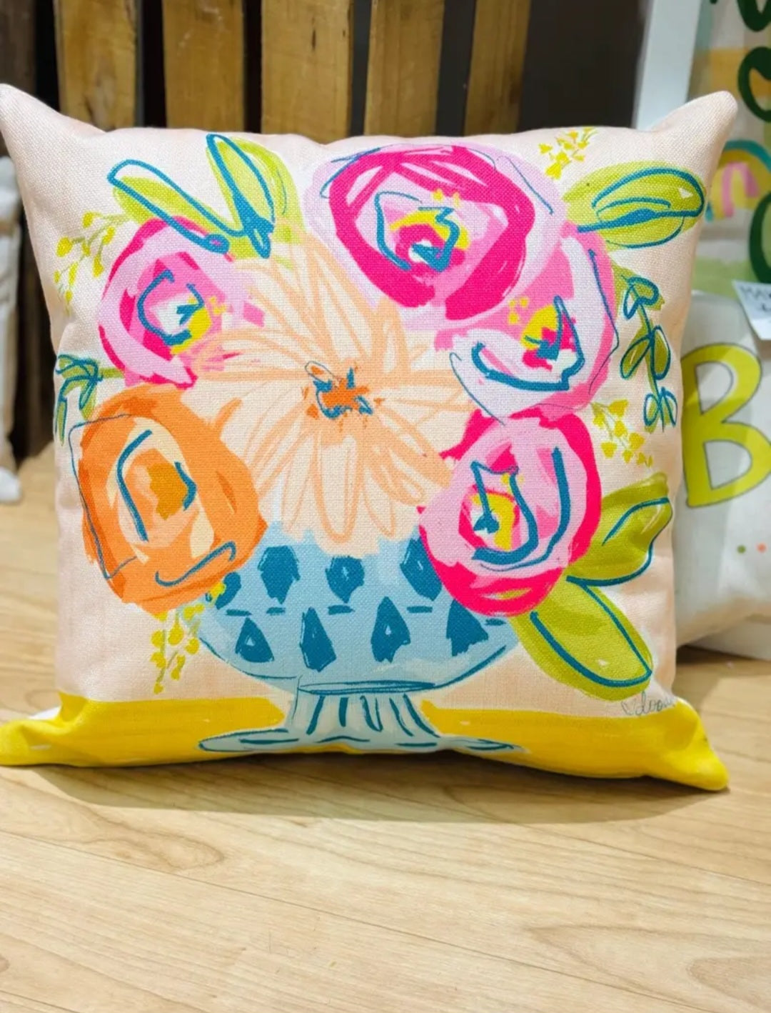 Coral Floral Pillow