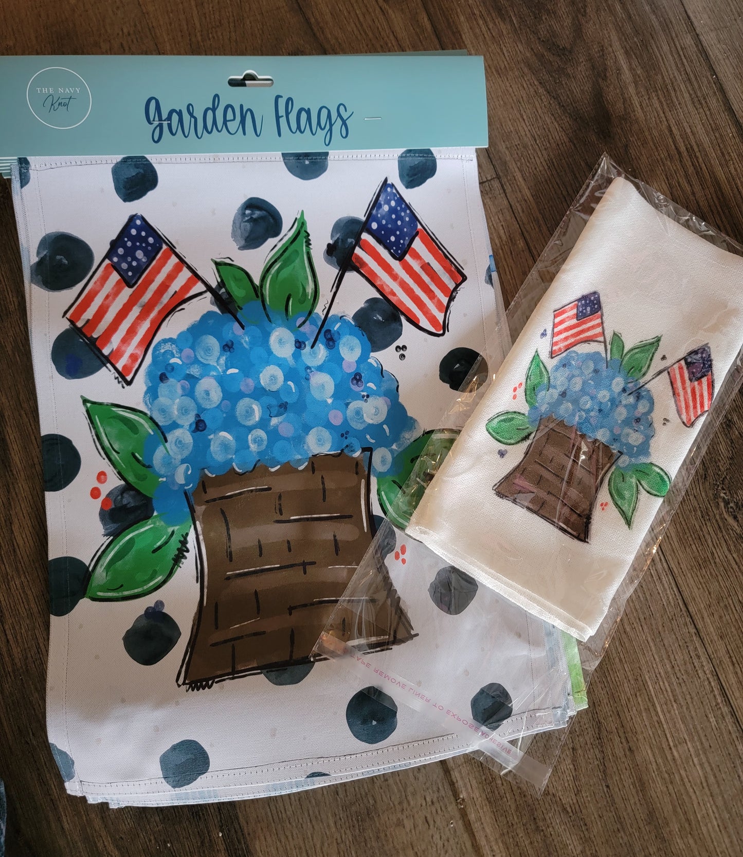 Patriotic Hydrangeas Tea Towel