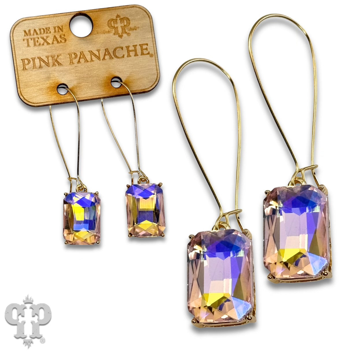 Rectangle Rhinestone Dangle Earrings