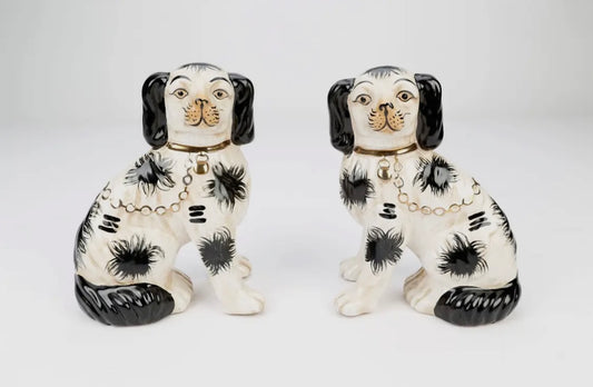 Staffordshire Dogs Pair, Black & White