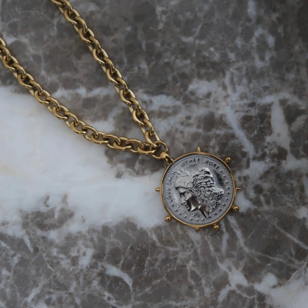 Two Toned Coin Necklace
