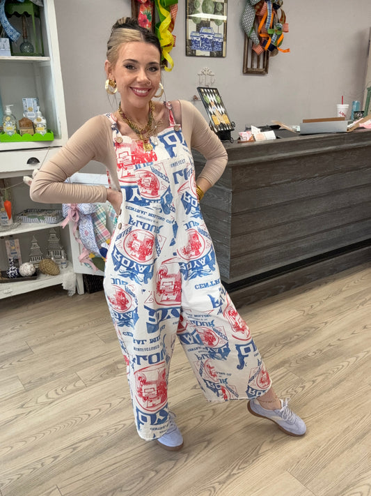 Vintage Print Overalls