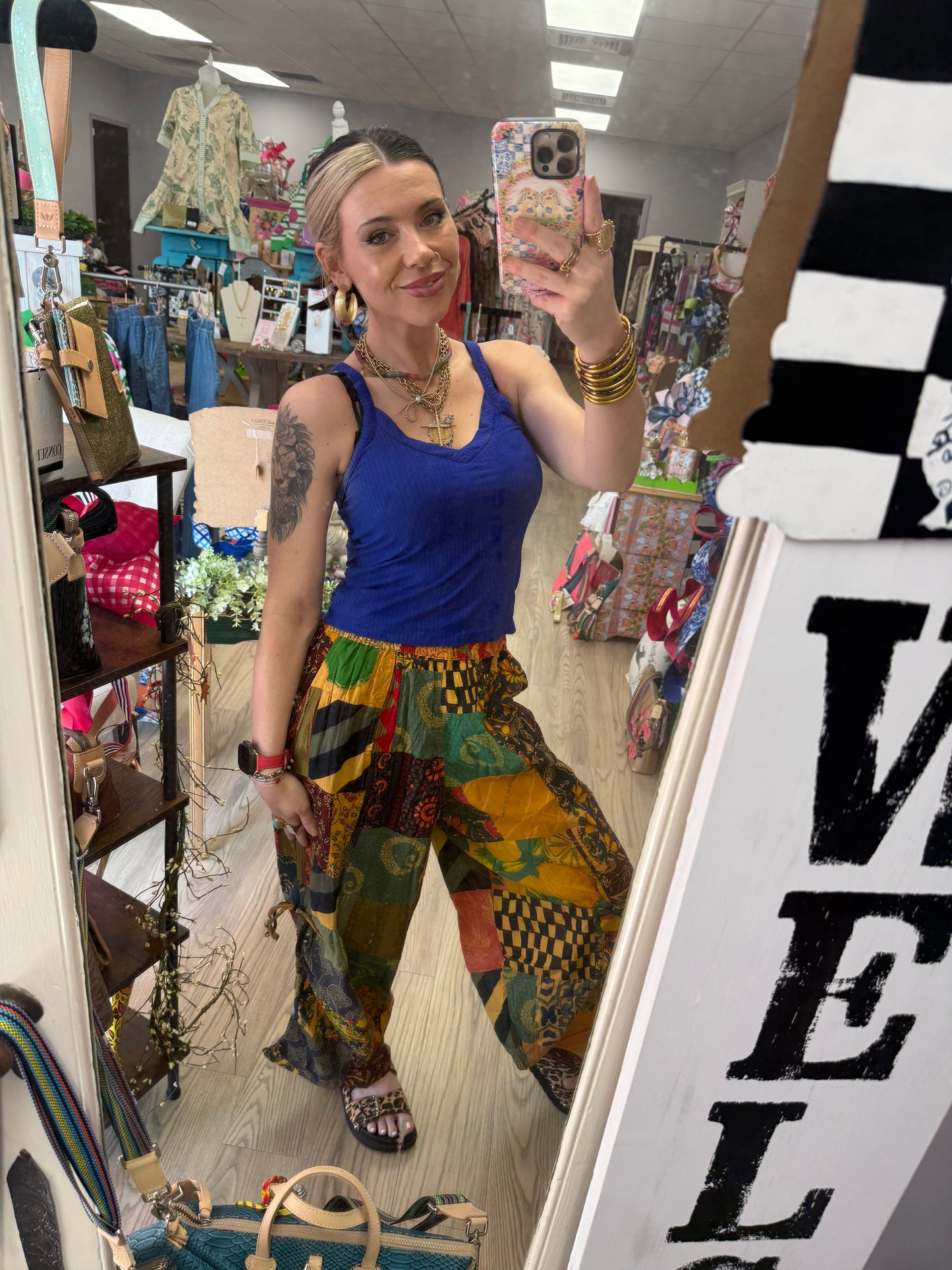 Rustic Charm Patchwork Pants