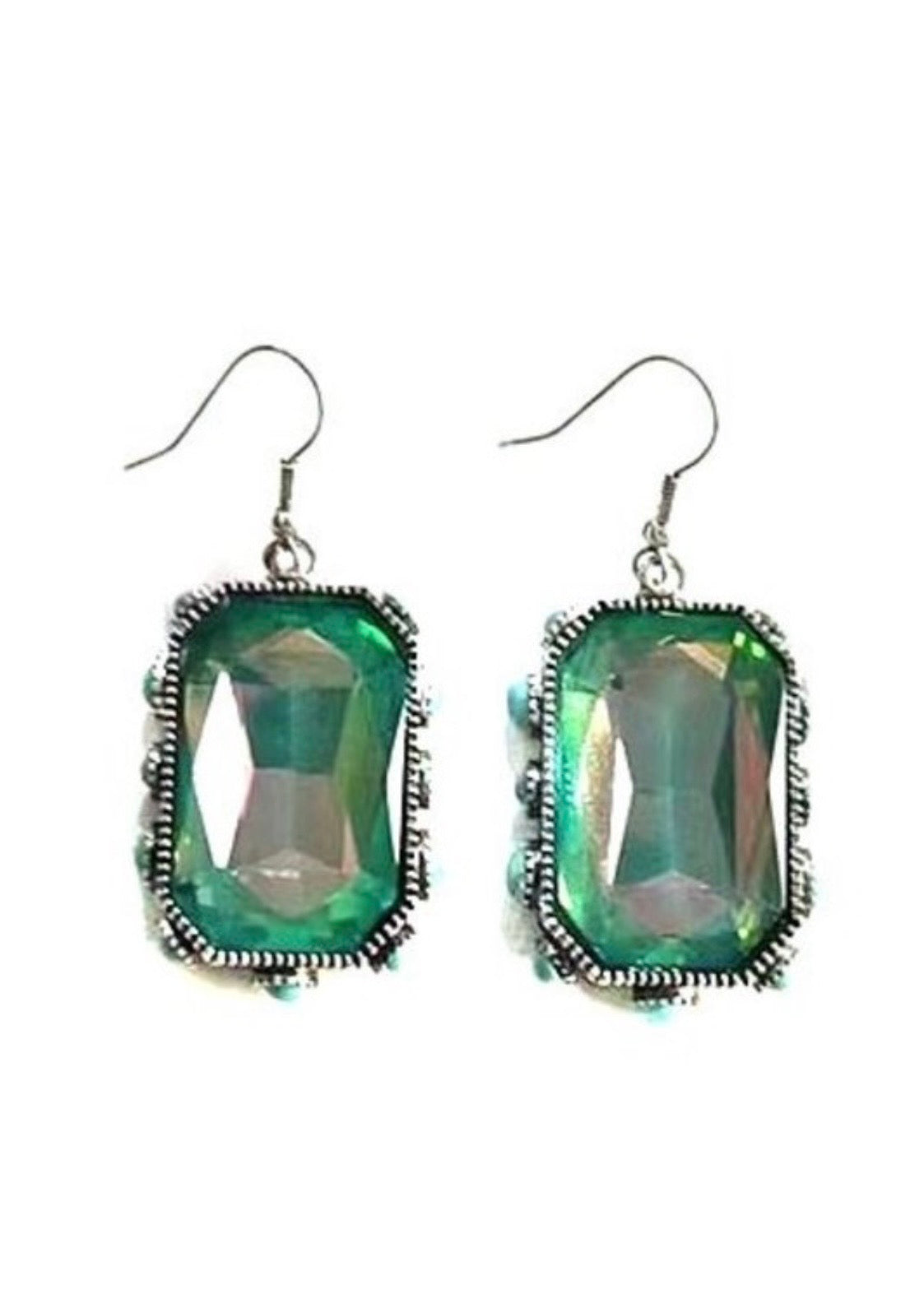 Crystal Stone Earrings - Rectangle