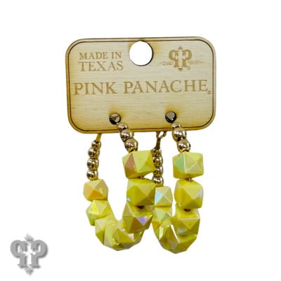 Yellow Bead Hoop Earrings