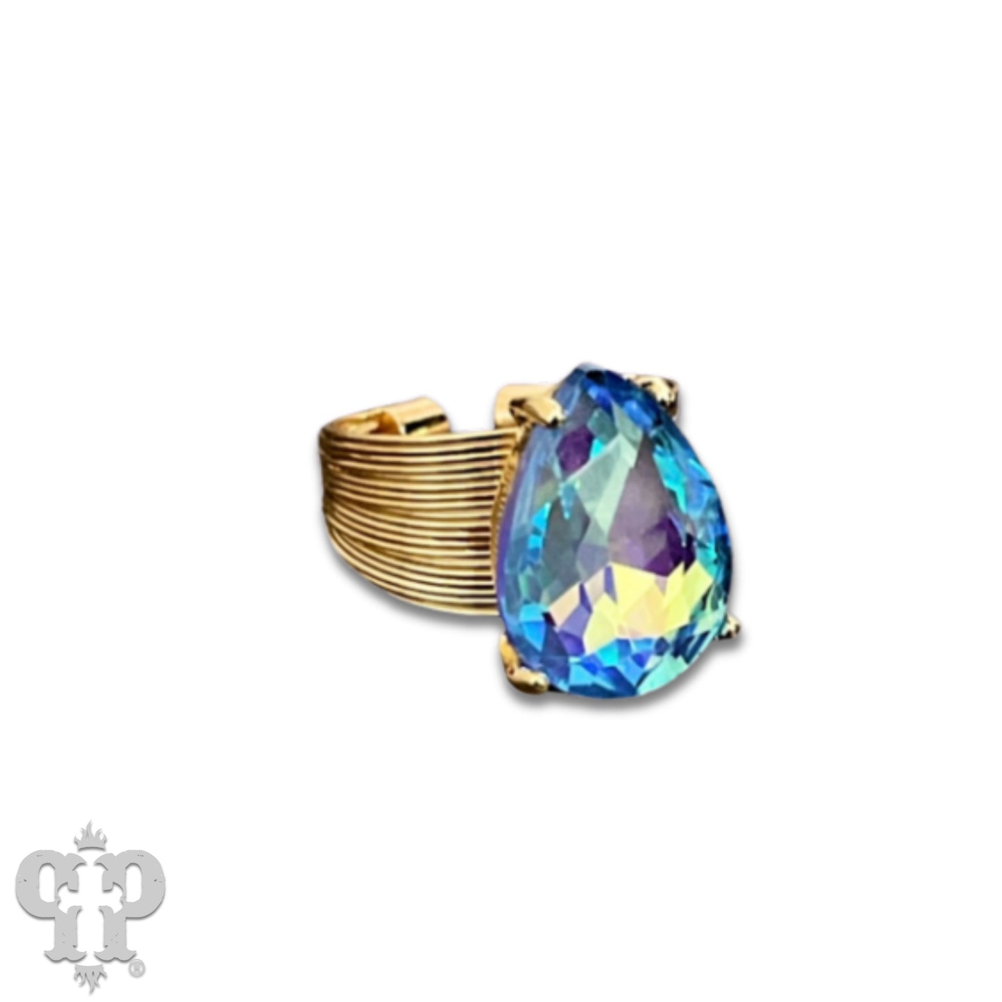 Teardrop Rhinestone Adjustable Ring