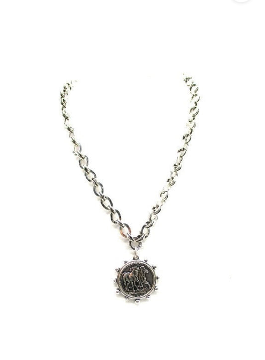Horse Coin Pendant Necklace