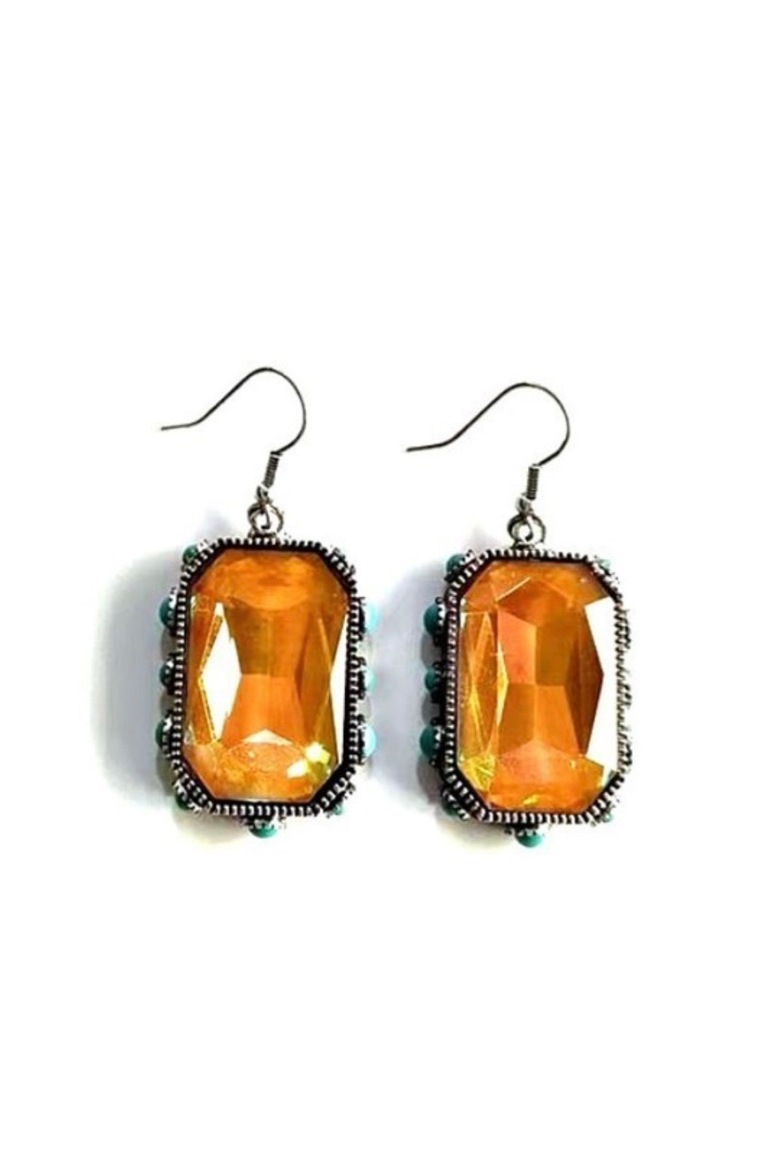 Crystal Stone Earrings - Rectangle