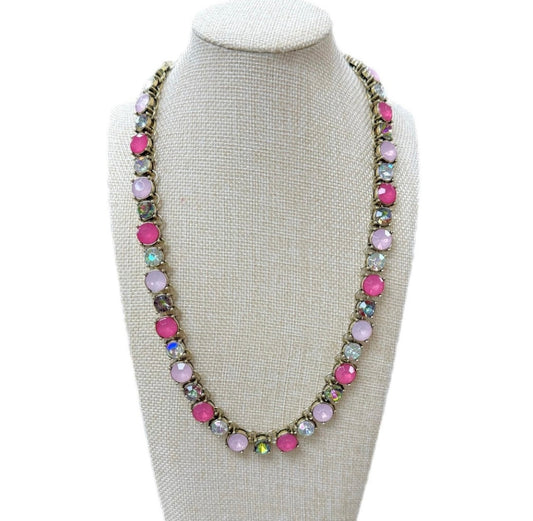 Pink/Volcano Crystal Mix Necklace