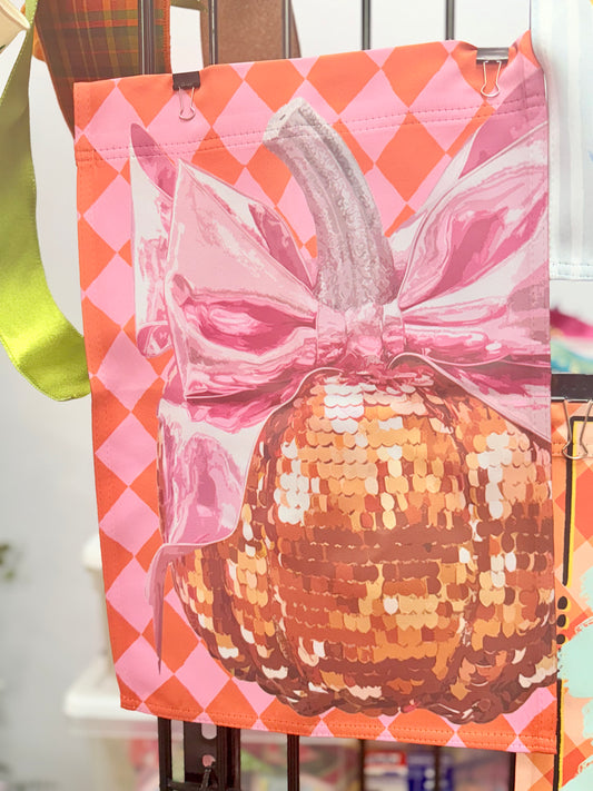 Fall Sparkle Pumpkin Garden Flag