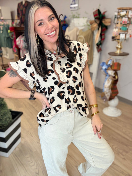 Karla Ruffle Cheetah Top