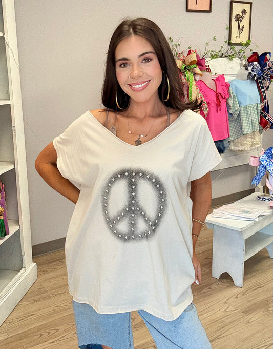 Studded Peace Sign Top