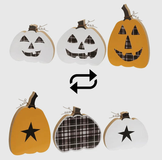 Buffalo Plaid Reversible Chunky Pumpkin Sitters