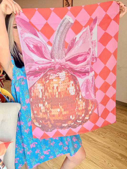 Fall Sparkle Pumpkin Home Flag