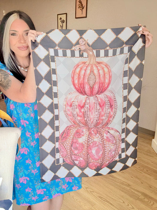 Jewel Bling Pumpkins Home Flag