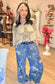 Floral Denim Drawstring Pants