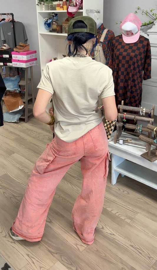 Pretty in Peach Cargo Pants