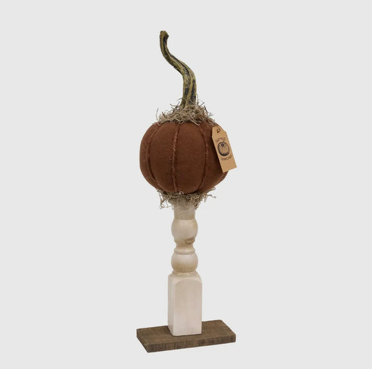 Short Mossy Top Pumpkin Pedestal