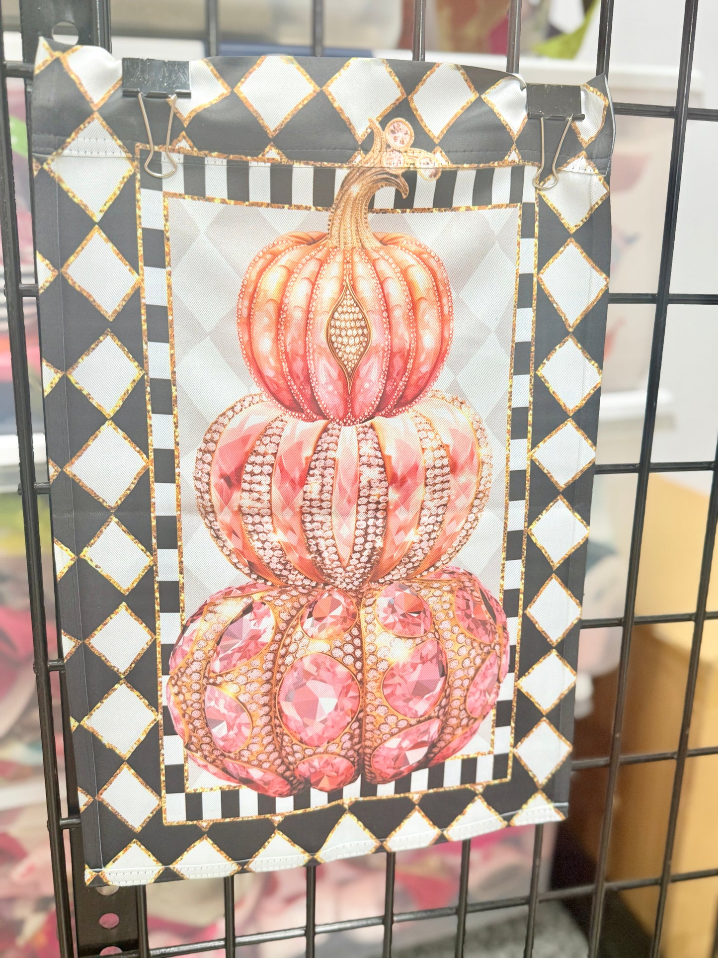 Jewel Bling Pumpkins Garden Flag