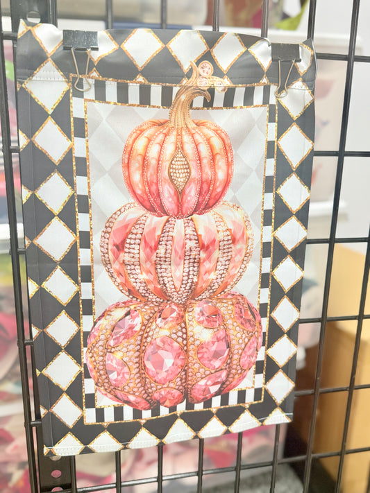 Jewel Bling Pumpkins Garden Flag