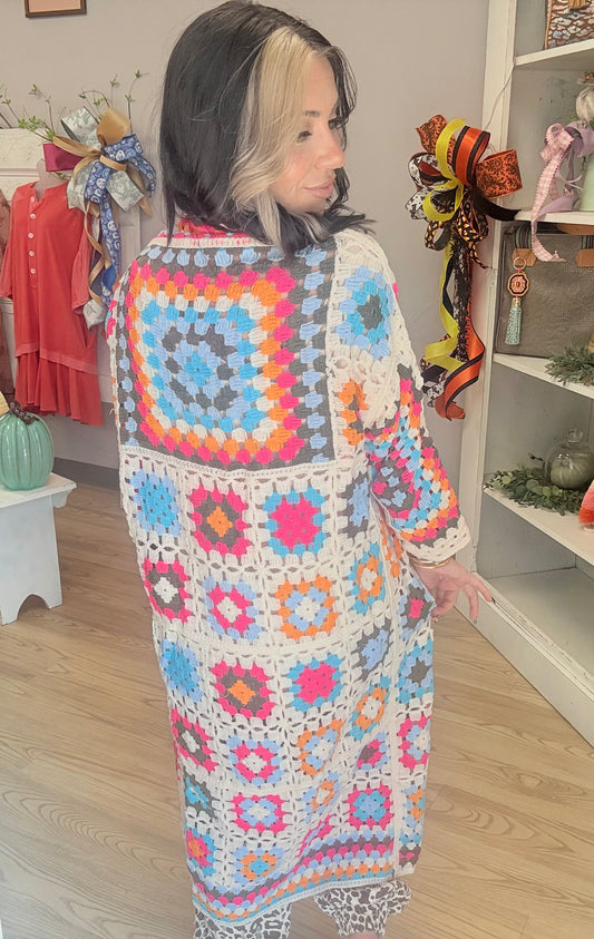Crochet Floral Kimono