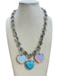 Opal Mix Triple Crystal Heart Necklace