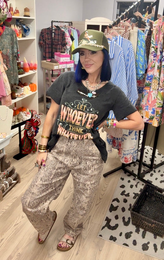 Snake Print Studded Jeans