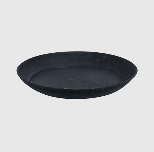 Matte Metal Pie Pan Candle Holder