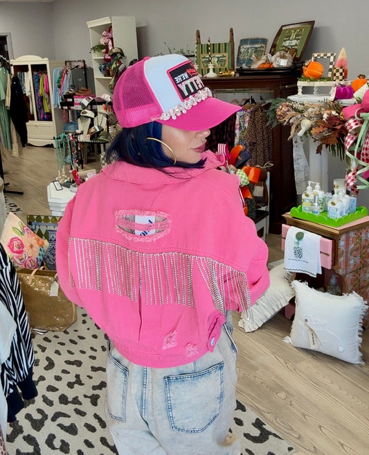 Barbie Bedazzle Pink Cropped Jacket