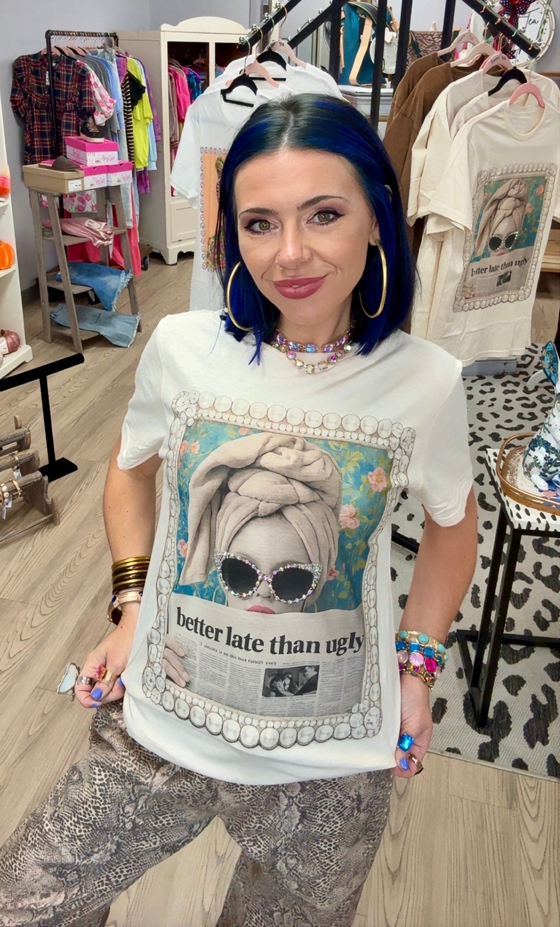 Better Late Than Ugly Rhinestone Tee